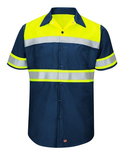 Red Kap - Hi-Visibility Colorblock Ripstop Short Sleeve Work Shirt - Tall Sizes - SY80T