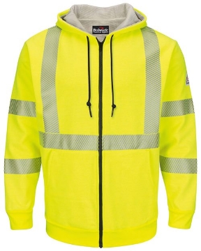 Bulwark - Hi-Visibility Zip-Front Hooded Fleece Sweatshirt with Waffle Lining - Tall Sizes - SMZ4HVT