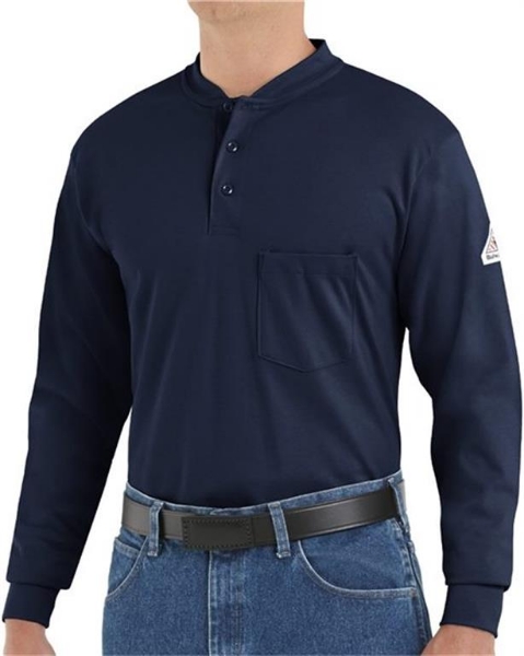 Bulwark - Long Sleeve Tagless Henley Shirt - Tall Sizes - SEL2T