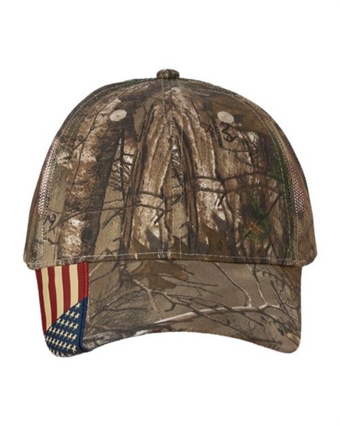 Kati - Camo Woven USA Flag Mesh Cap - LC350M