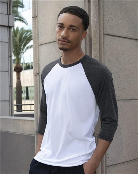 American Apparel - USA-Made 50/50 Poly/Cotton Raglan Three-Quarter Sleeve Tee - BB453US