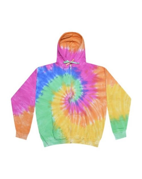 Colortone - Tie-Dyed Full-Zip Hooded Sweatshirt - 8888