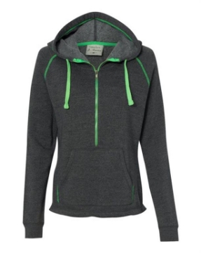 J. America - Women's Half-Zip Triblend Hooded Pullover Sweatshirt - 8876