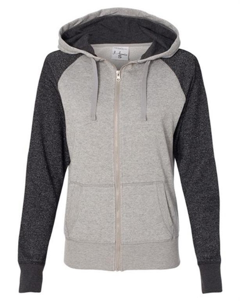 J. America - Women’s Glitter French Terry Full-Zip Hooded Sweatshirt - 8868