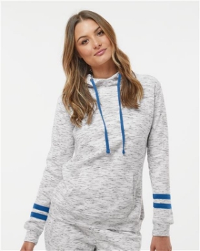 J. America - Women’s Mélange Fleece Striped-Sleeve Hooded Sweatshirt - 8674