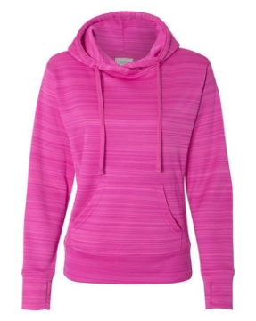 J. America - Women's Odyssey Striped Performance Fleece Lapover Hooded Sweatshirt - 8662