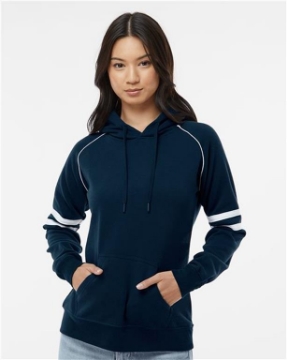 J. America - Women's Varsity Fleece Piped Hooded Sweatshirt - 8645