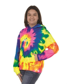 Dyenomite - Youth Multi-Color Swirl Hooded Tie-Dyed Sweatshirt - 854BMS