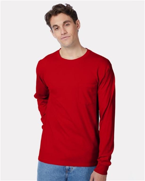 Hanes - Authentic Long Sleeve Pocket T-Shirt - 5596