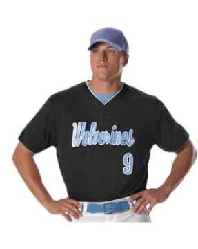 Alleson Athletic - Two Button Mesh Baseball Jersey With Piping - 52MTHJ