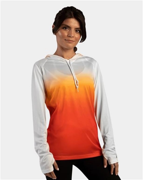 Badger - Women's Ombre Long Sleeve Hooded T-Shirt - 4208