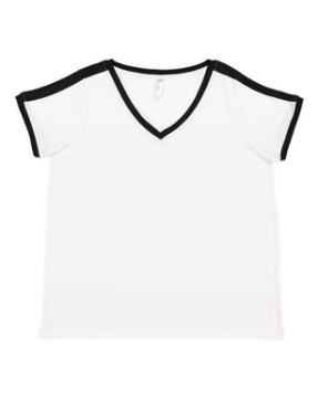 LAT - Women's Curvy Retro Ringer Premium Jersey V-Neck Tee - 3832