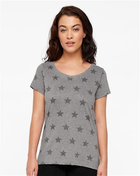 Code Five - Women's Star Print Scoop Neck Tee - 3629