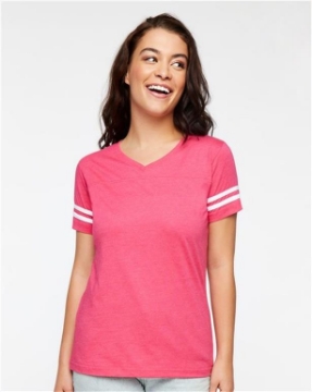 LAT - Women's Football V-Neck Fine Jersey Tee - 3537