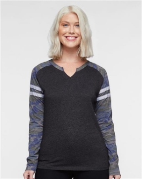 LAT - Women's Fine Jersey Mash Up Long Sleeve T-Shirt - 3534