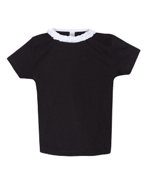 Rabbit Skins - Toddler Girls' Ruffle Neck Fine Jersey Tee - 3329