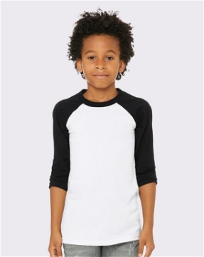 BELLA + CANVAS - Youth Three-Quarter Sleeve Baseball Tee - 3200Y