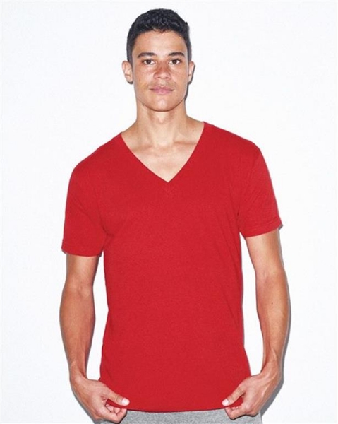 American Apparel - USA-Made Fine Jersey V-Neck Tee - 2456