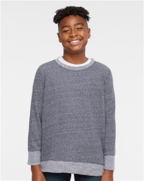 LAT - Youth Harborside Mélange French Terry Long Sleeve with Elbow Patches - 2279