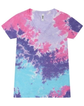 Colortone - Women's Tie-Dyed V-Neck T-Shirt - 1075