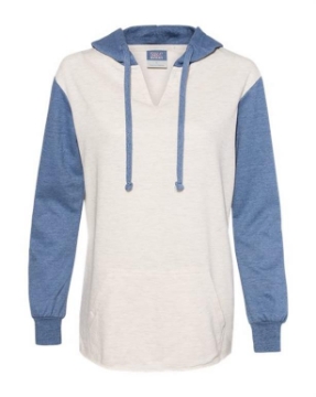 MV Sport - Women’s French Terry Hooded Pullover with Colorblocked Sleeves - W20145