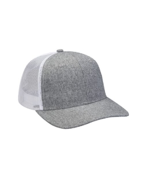 Adams Headwear - Heather Woven/Soft Mesh Trucker Style Cap - PV102