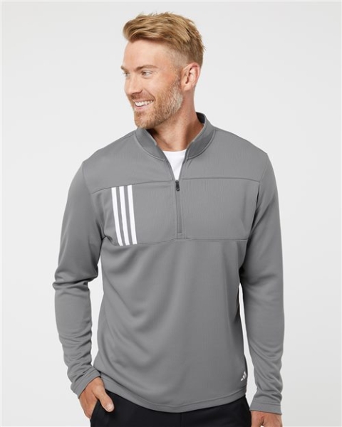 Adidas - Men's 3-Stripes Double-Knit Quarter-Zip Pullover - A482