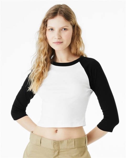 BELLA + CANVAS - Women's Micro Rib Three-Quarter Raglan Sleeve Baby Tee - 1200