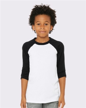 BELLA + CANVAS - Youth Three-Quarter Sleeve Baseball Tee - 3200Y