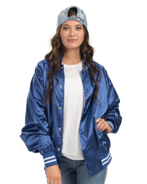 Augusta Sportswear - Unisex Satin Baseball Jacket Striped Trim - 3610