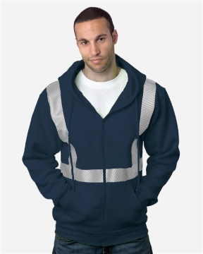 Bayside - USA-Made Hi-Visibility Full-Zip Hooded Sweatshirt - Segmented Tape - 3737