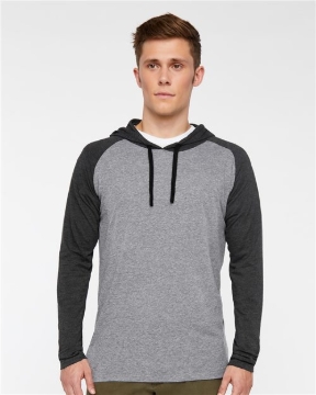 LAT - Men's Fine Jersey Hooded Long Sleeve Raglan T-Shirt - 6917