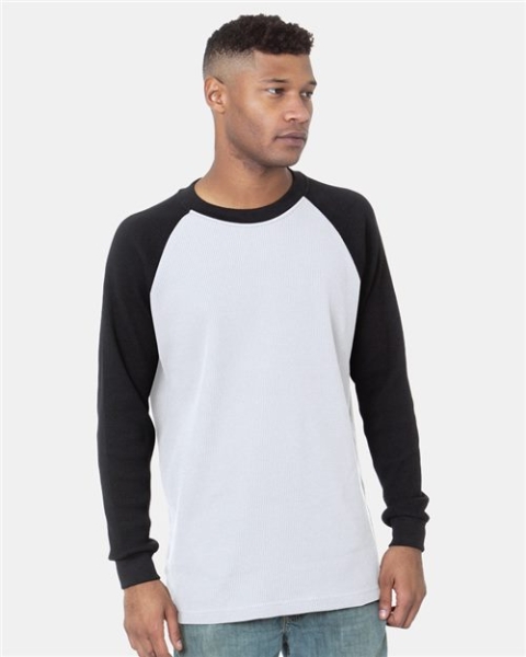 Bayside - Men's USA-Made Heavyweight Waffle Knit Thermal Raglan T-Shirt - 8211
