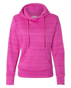 J. America - Women's Odyssey Striped Performance Fleece Lapover Hooded Sweatshirt - 8662