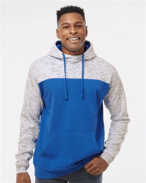 J. America - Men's Mélange Fleece Colorblocked Hooded Sweatshirt - 8676