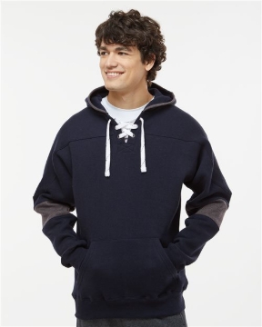 J. America - Men's Sport Lace Colorblocked Fleece Hooded Sweatshirt - 8832