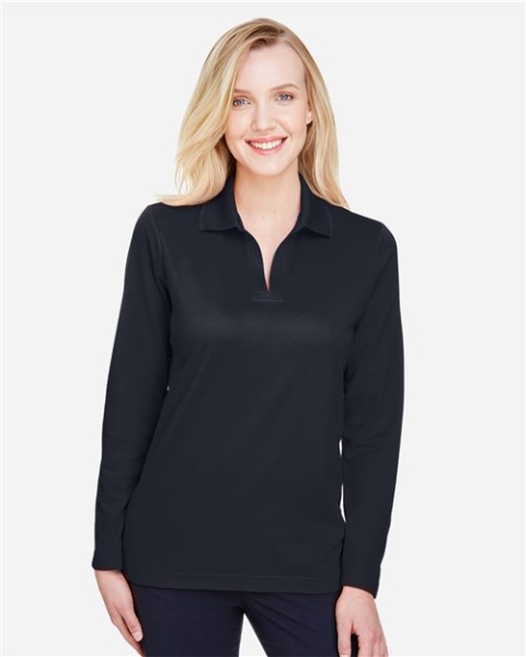 Devon & Jones - Women's CrownLux Performance® Plaited Long Sleeve Polo - DG20LW