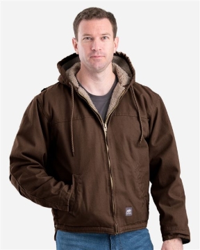 Berne Apparel - Men's Heartland Washed Duck Hooded Work Coat - HJ626