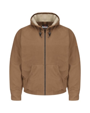 Bulwark - Men's Tall Brown Duck Hooded Jacket - EXCEL FR® ComforTouch - JLH4T