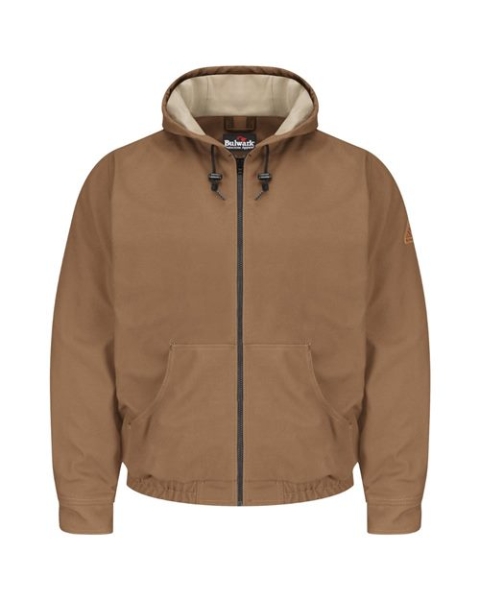 Bulwark - Men's Tall Brown Duck Hooded Jacket - EXCEL FR® ComforTouch - JLH4T