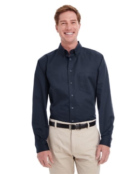 Harriton - Men's Tall Foundation Cotton Twill Shirt with Teflon - M581T