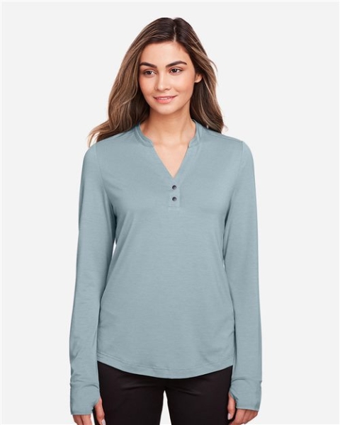 North End - Women's JAQ Stretch Performance V-Neck Snap Pullover - NE400W