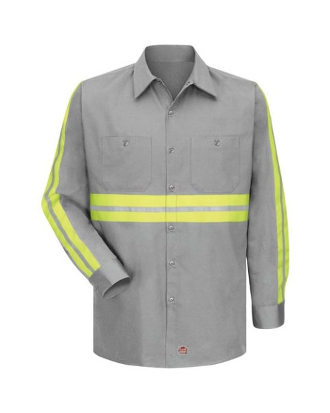 Red Kap - Men's Enhanced Visibility Long Sleeve Cotton Work Shirt - SC30E