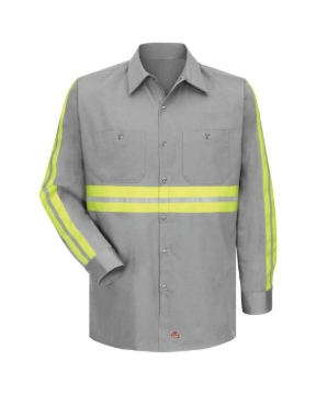 Red Kap - Men's Tall Enhanced Visibility Long Sleeve Cotton Work Shirt - SC30ET