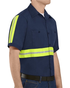 Red Kap - Men's Tall Enhanced Visibility Short Sleeve Cotton Work Shirt - SC40ET