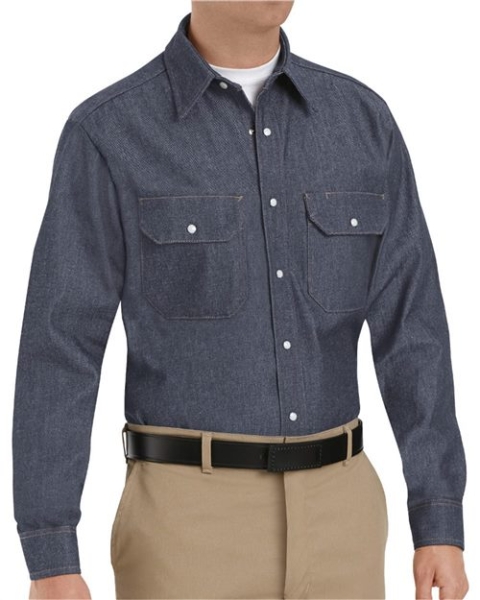 Red Kap - Men's Tall Deluxe Denim Long Sleeve Shirt - SD78T