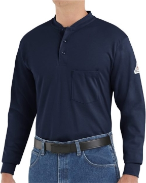 Bulwark - Men's Tall Long Sleeve Tagless Henley Shirt - SEL2T