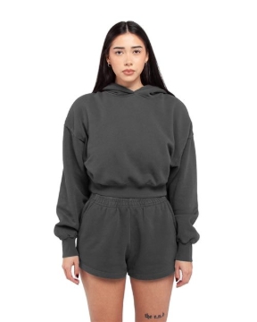 Shaka Wear - Women's Garment-Dyed Crop Hooded Sweatshirt - SHGWC