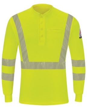 Bulwark - Men's Tall Hi-Visibility Lightweight Long Sleeve Henley - SML4T