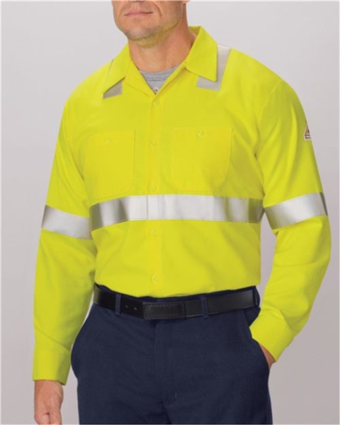Bulwark - Men's Tall High Visibility Long Sleeve Work Shirt - SMW4T